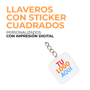 Llaveros económicos con sticker - cuadrados