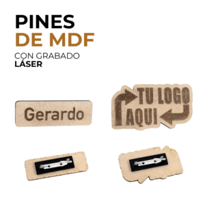 Pines de MDF con grabado láser